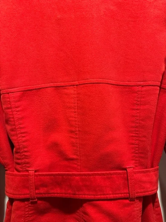 Merona Red Double-Breasted Trench Coat with Belt - Picture 10 of 11